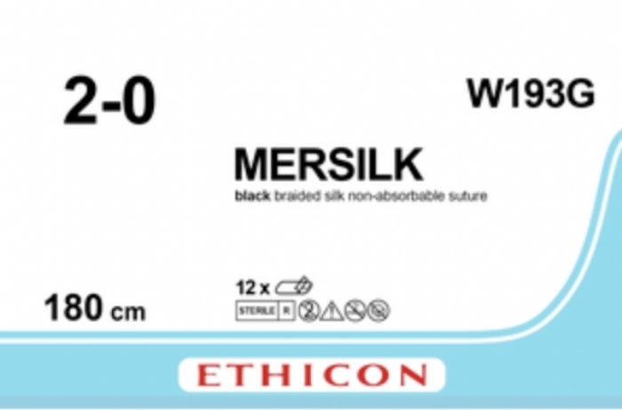 Ethicon MERSILK® Black Braided Non-Absorbable Surgical Ligature – USP 2-0 – 180 cm (71 inch) – Needleless – W193G (Box of 12)