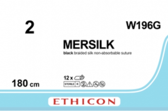 Ethicon MERSILK® Black Braided Non-Absorbable Surgical Ligature – USP 2 – 180 cm (71 inch) – Needleless – W196G (Box of 12)