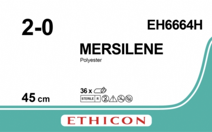 Ethicon MERSILENE® Polyester Fibre Green Non-Absorbable Surgical Ligature – USP 2-0 – 12 x 45 cm – Needleless (SUTUPAK) – EH6664H (Box of 36)