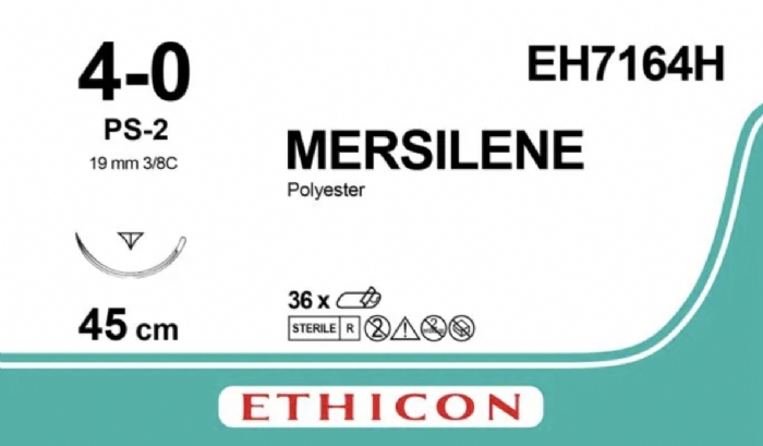 Ethicon MERSILENE® Polyester Fibre Green Non-Absorbable Surgical Suture – USP 4-0 – 45 cm – PS-2 PRIME™ Reverse Cutting Needle – EH7164H (Box of 36)