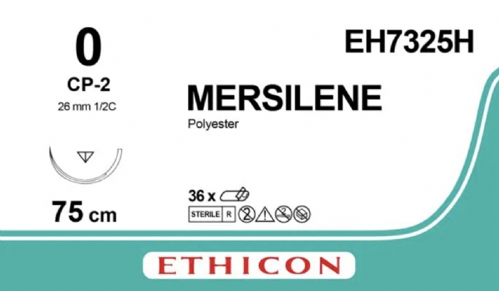 Ethicon MERSILENE® Polyester Fibre Green Non-Absorbable Surgical Suture – USP 0 – 75 cm – CP-2 Reverse Cutting Needle – EH7325H (Box of 36)
