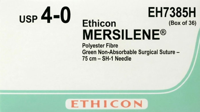 Ethicon MERSILENE™ Polyester Fibre Green Non-Absorbable Surgical Suture – USP 4-0 – 75 cm – SH-1 Needle – EH7385H (Box of 36)