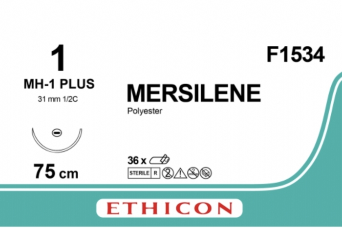 Ethicon MERSILENE™ Polyester Fibre Green Non-Absorbable Surgical Suture – USP 1 – 75 cm – RH Taper Point Needle – F1534 (Box of 36)