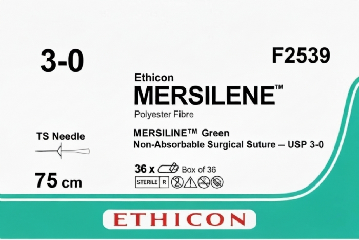 Ethicon MERSILENE™ Polyester Fibre Green Non-Absorbable Surgical Suture – USP 3-0 – 75 cm – TS Needle – F2539 (Box of 36)