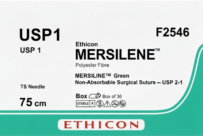 Ethicon MERSILENE™ Polyester Fibre Green Non-Absorbable Surgical Suture – USP 1 – 75 cm – TS Needle – F2546 (Box of 36)