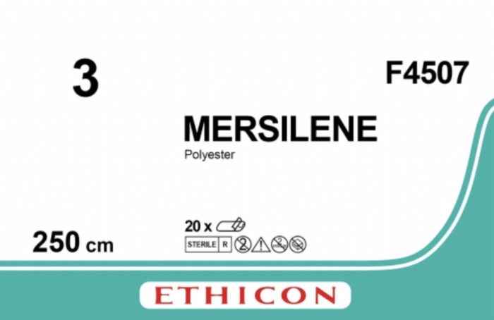 Ethicon MERSILENE™ Polyester Fibre Green Non-Absorbable Ligature – USP 3 – 250 cm – Needleless (LIGAPAK) – F4507 (Box of 20)