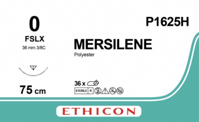 Ethicon MERSILENE™ Polyester Fibre Green Non-Absorbable Surgical Suture – 75 cm – FSLX Needle – P1625H (Box of 36)