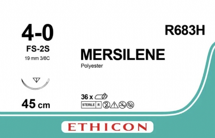 Ethicon MERSILENE™ Polyester Fibre Green Non-Absorbable Surgical Suture – USP 4-0 – 45 cm – FS-2S Reverse Cutting Needle – R683H (Box of 36)