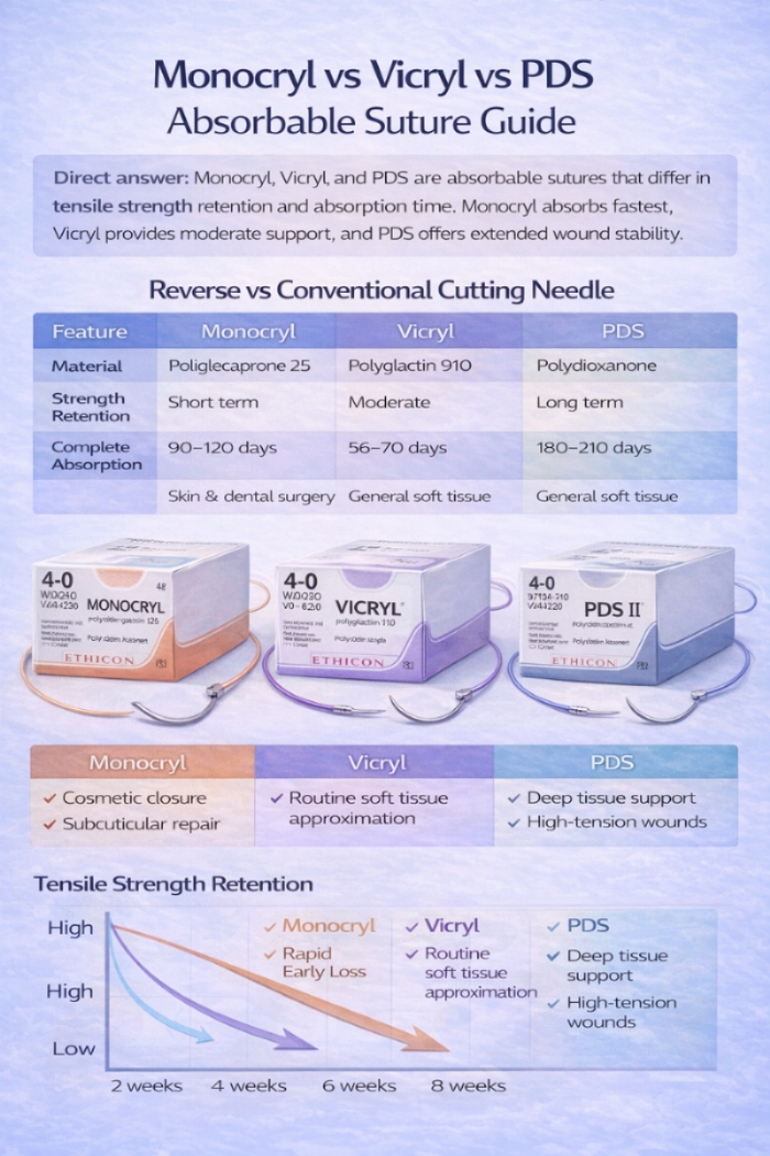 Monocryl vs Vicryl vs PDS | Absorbable Suture Guide