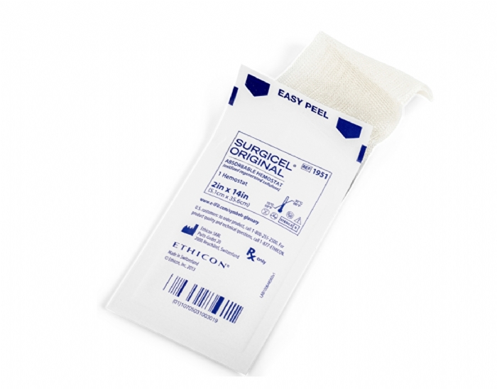 Ethicon SURGICEL™ Original 5 × 35cm Absorbable Hemostat – Oxidised Regenerated Cellulose – 1901 (Box of 5)