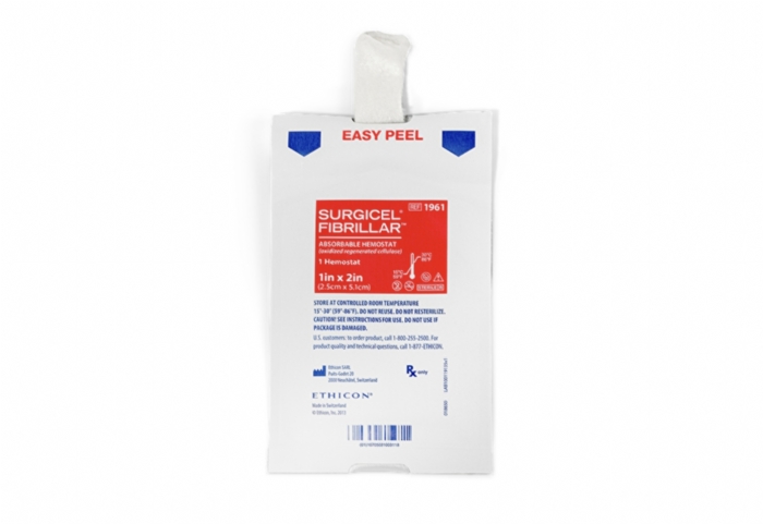 Ethicon SURGICEL® FIBRILLAR™ 1 × 2in (2.5 × 5.1cm) Absorbable Hemostat – Oxidised Regenerated Cellulose – 411961 (Box of 10)