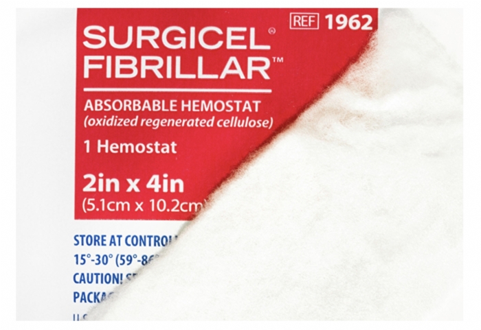 Ethicon SURGICEL® FIBRILLAR™ 2 × 4in (5.1 × 10.2cm) Absorbable Hemostat – Oxidised Regenerated Cellulose – 411962 (Box of 10)