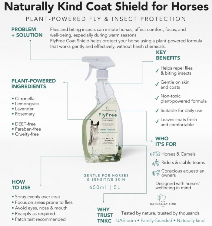 FlyFree Naturally Kind Multi Insect Repellent Spray 650ml – Natural Fly Repellent for Horses