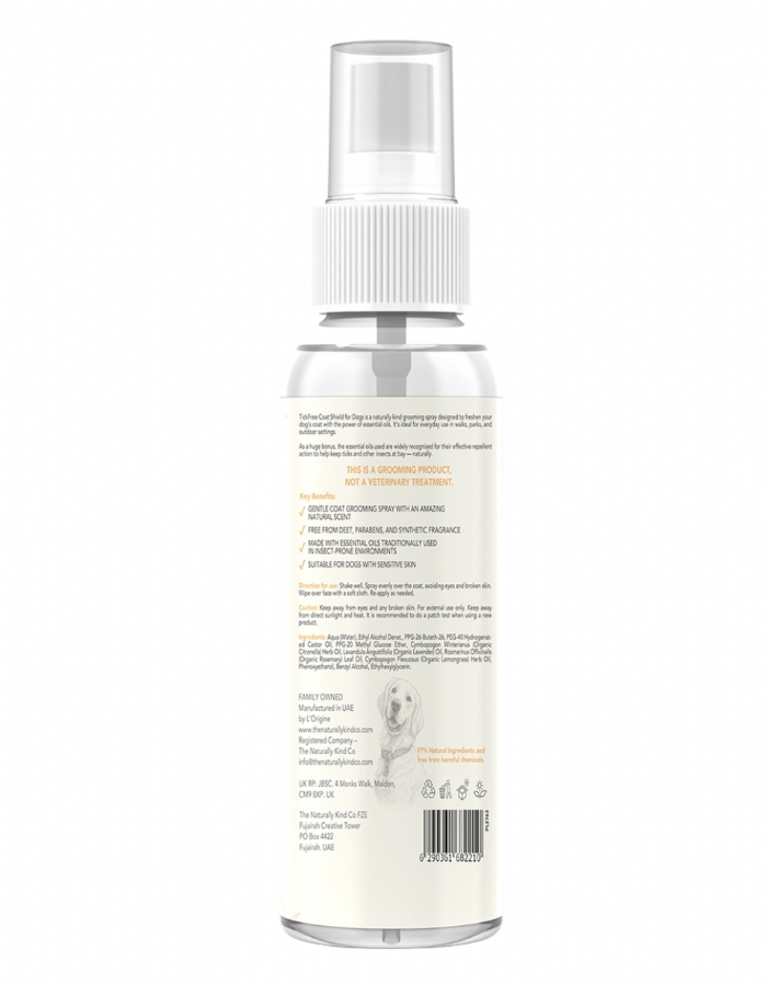 TickFree Coat Shield Spray for Dogs 250ml – Natural Tick & Insect Repellent Spray