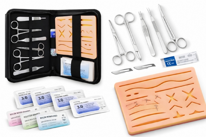 Professional Suturing Practice Kit – 3 Layer Silicone Suture Training Pad & Surgical Instruments