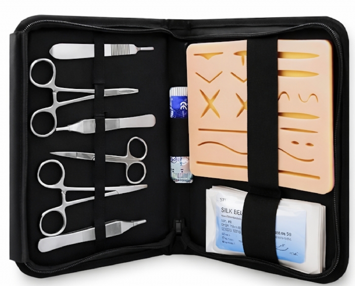 Professional Suturing Practice Kit – 3 Layer Silicone Suture Training Pad & Surgical Instruments