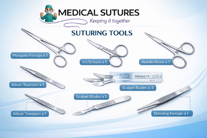 Professional Suturing Practice Kit – 3 Layer Silicone Suture Training Pad & Surgical Instruments