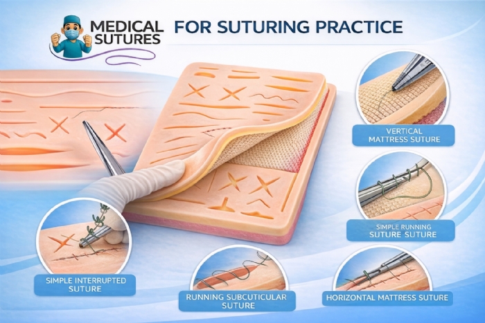 Professional Suturing Practice Kit – 3 Layer Silicone Suture Training Pad & Surgical Instruments