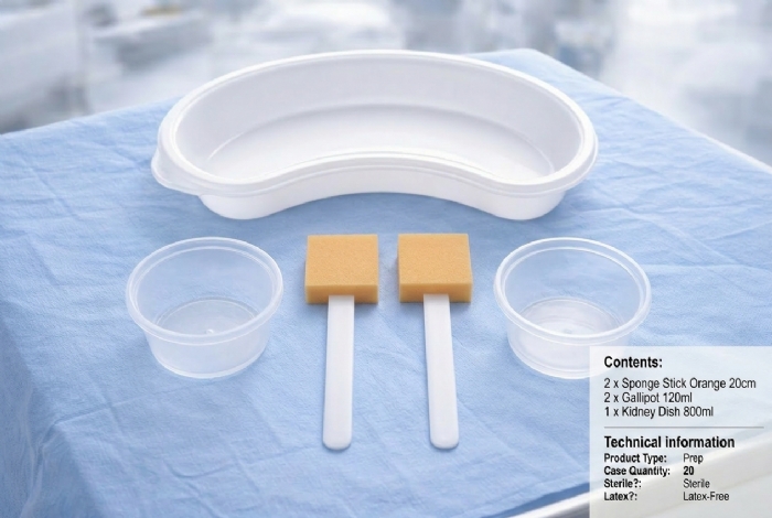 Sterile Prep Pack 2 with Sponge Sticks – Medical Procedure Preparation Pack (Latex-Free)