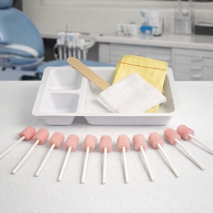 Oral Hygiene Procedure Pack Non-Sterile – Foam Swabs, Gauze, Tray & Tongue Depressor – BP1014