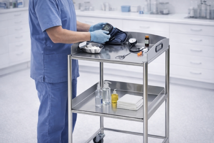 Surgical Trolley with Stainless Steel Shelves