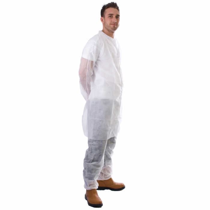 Cheap Disposable Visitor Coat in White