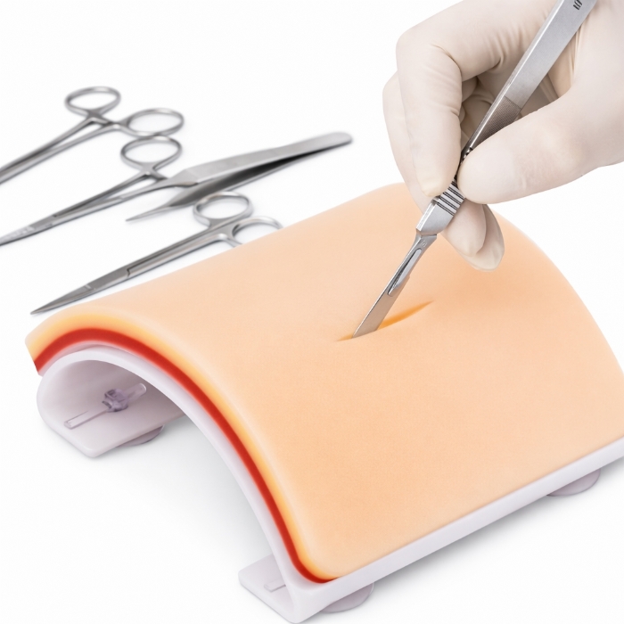 Professional Advanced Suturing Practice Kit – Stainless Steel Surgical Instruments & Silicone Suture Training Pad