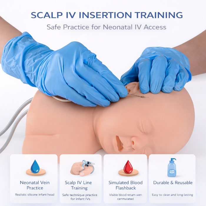 Infant Head IV Injection & Scalp Venipuncture Training Model – Neonatal Clinical Skills Simulator