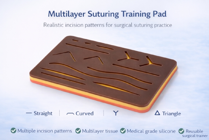 Black Silicone Suture Practice Pad – Realistic Surgical Suturing Training Model