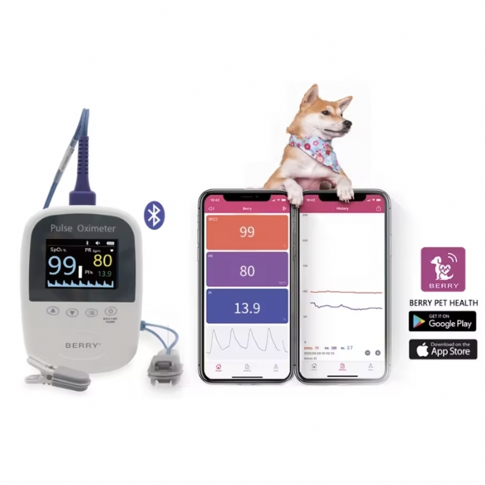 BM1000A-I Veterinary Pulse Oximeter – SpO2, PR & PI Monitor – Handheld Animal Oxygen Monitor – Bluetooth App Enabled – Veterinary Instrument