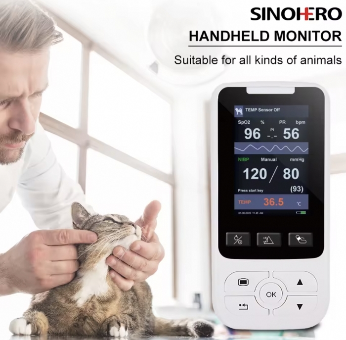 Portable Veterinary Vital Signs Monitor – Animal SpO2, NIBP Blood Pressure, Pulse Rate & Temperature Monitor – Handheld Vet Patient Monitor UK