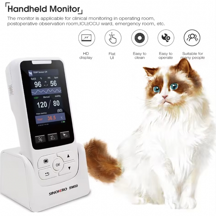 Portable Veterinary Vital Signs Monitor – Animal SpO2, NIBP Blood Pressure, Pulse Rate & Temperature Monitor – Handheld Vet Patient Monitor UK
