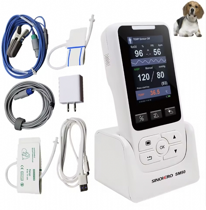 Portable Veterinary Vital Signs Monitor – Animal SpO2, NIBP Blood Pressure, Pulse Rate & Temperature Monitor – Handheld Vet Patient Monitor UK