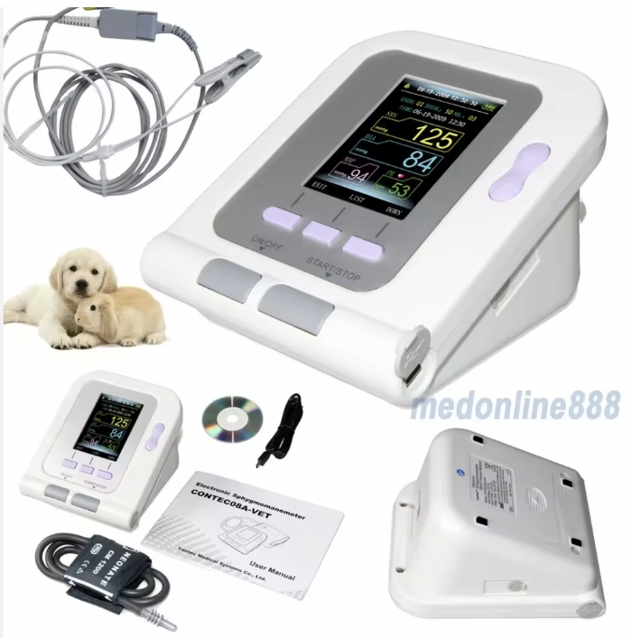 Contec 08A Veterinary Blood Pressure Monitor – NIBP Animal BP Monitor – Dog & Cat Blood Pressure Machine – Portable Vet Sphygmomanometer UK