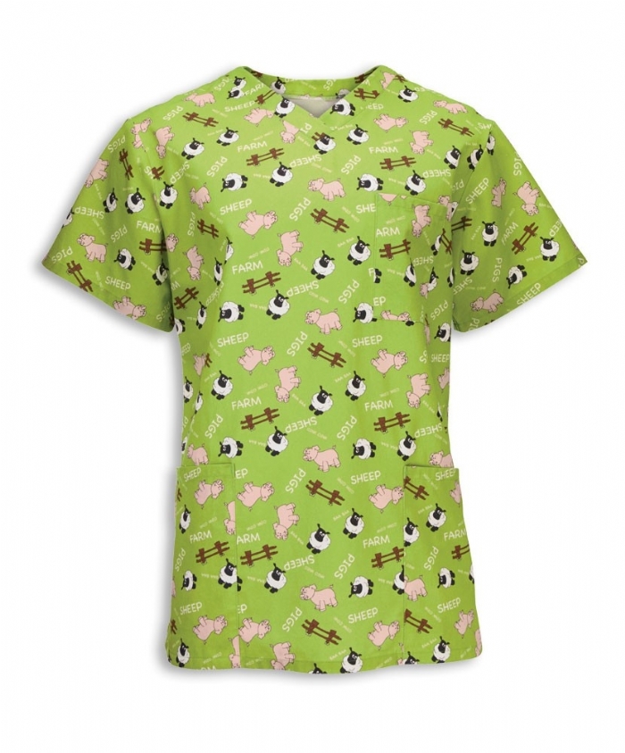 Unisex Piggy Print Scrub Tunic