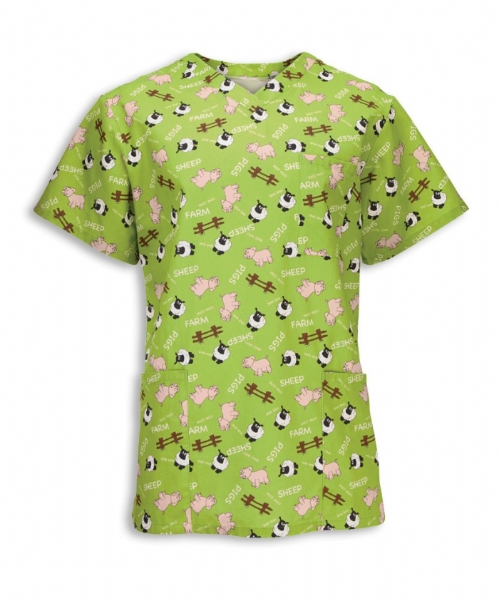 Unisex Piggy Print Scrub Tunic