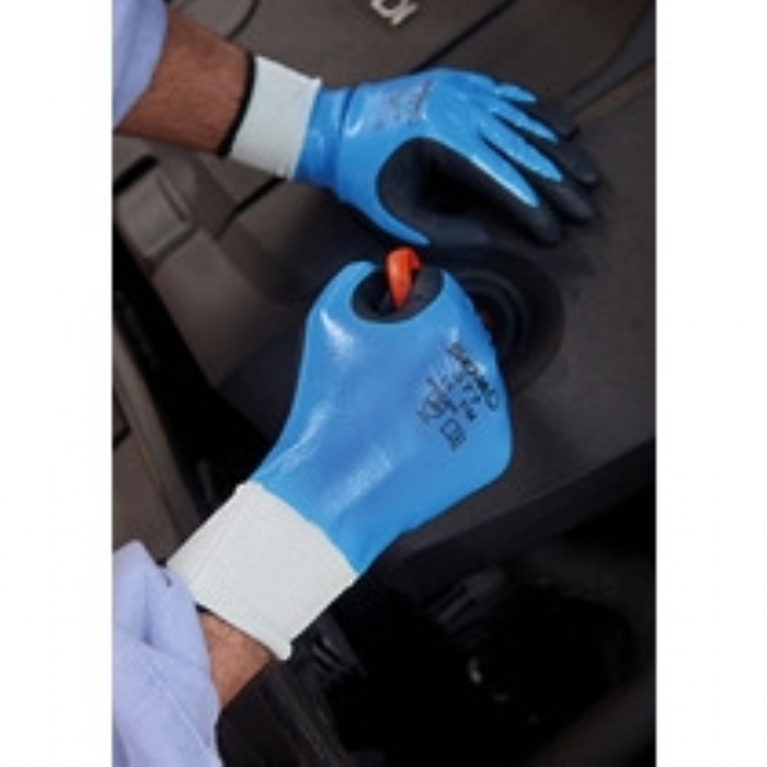 Showa 377 Foam Coated Nitrile Glove - Blue/Black