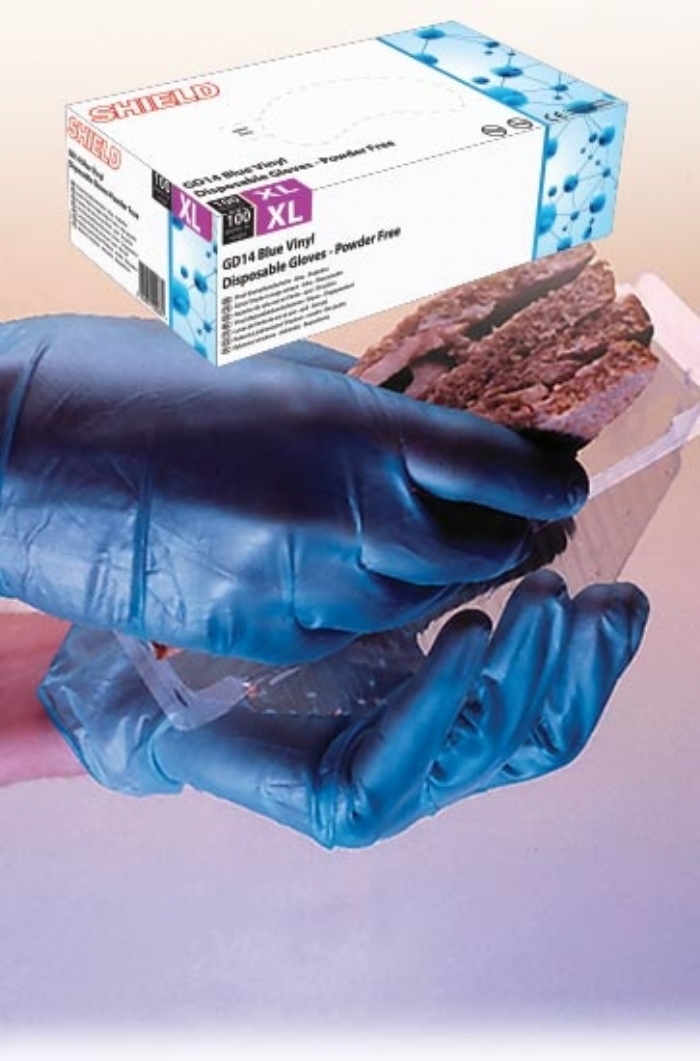 GD14 Shield Blue Powder Free Vinyl Gloves