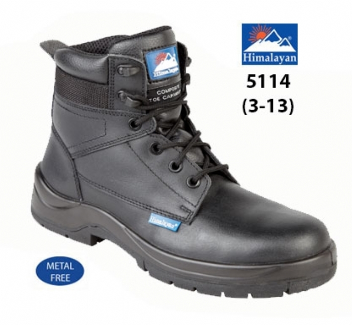 HIMALAYAN  Black Leather HyGrip Safety Boot with Metal Free  Toe/Midsole Pu Outsole