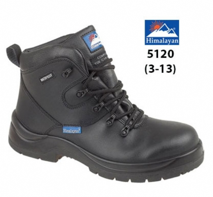 HIMALAYAN  Black Leather HyGrip ''Waterproof'' Safety Boot with Metal FreeToe/Midsole Pu Outsole 