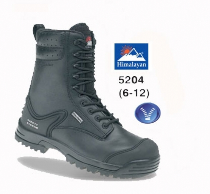 HIMALAYAN Black Leather Safety Combat Boot EN ISO 20345:2004 S3