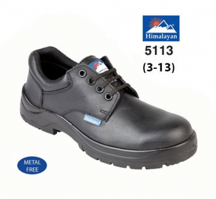 HIMALAYAN Black Leather HyGrip Safety Shoe with Metal Free  Toe/Midsole Pu Outsole 