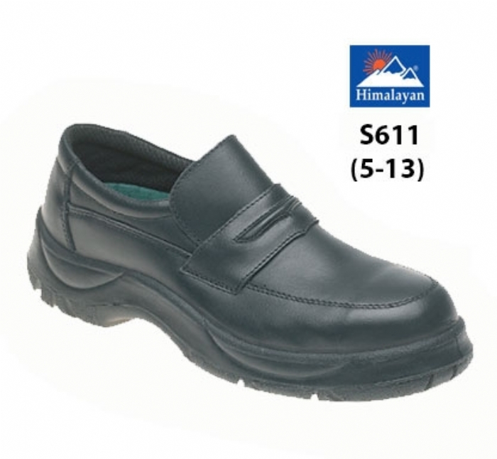 HIMALAYAN  Black Leather Wide Grip Casual NON SAFETY Shoe  with Dual Density Sole 