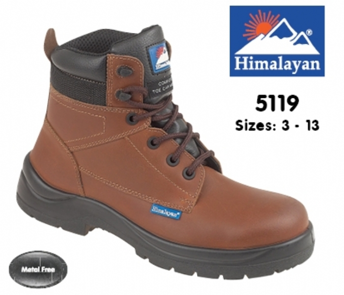 HIMALAYAN  Brown Leather HyGrip Safety Boot with Metal Free  Toe/Midsole Pu Outsole 