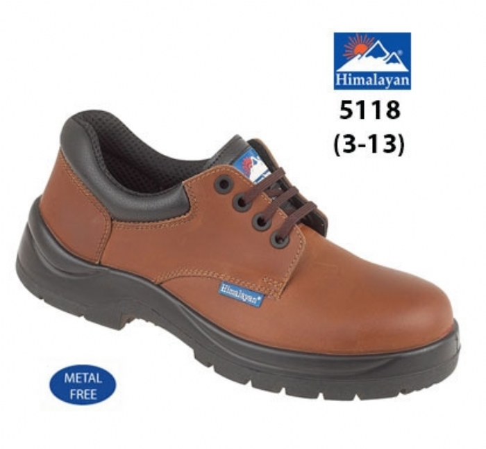 HIMALAYAN  Brown Leather HyGrip Safety Shoe with   Metal Free Toe/Midsole Pu Outsole 