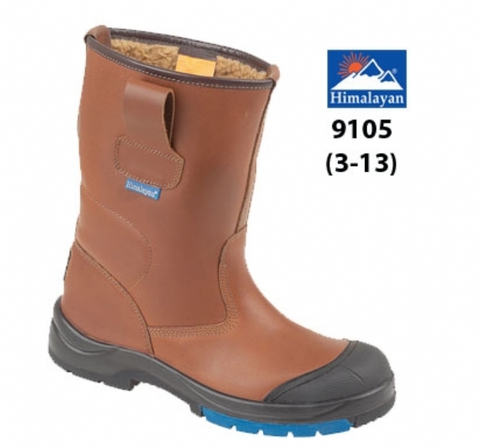 HIMALAYAN  Brown HyGrip Safety Warm Lined Rigger Steel Midsole and Scuff Cap PU/Rubber Outsole 
