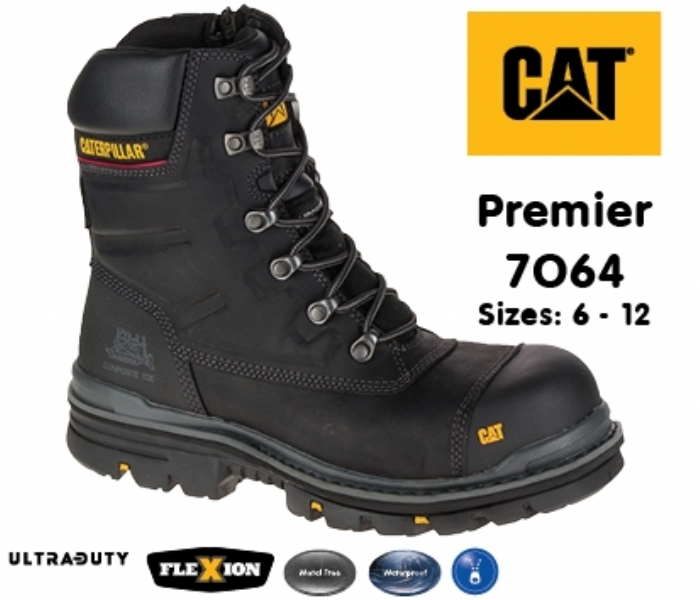 CATERPILLAR Premier Black Safety Boot with side zip
