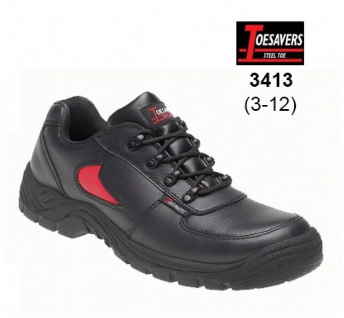 TOESAVERS Black/Red Leather Safety Trainer