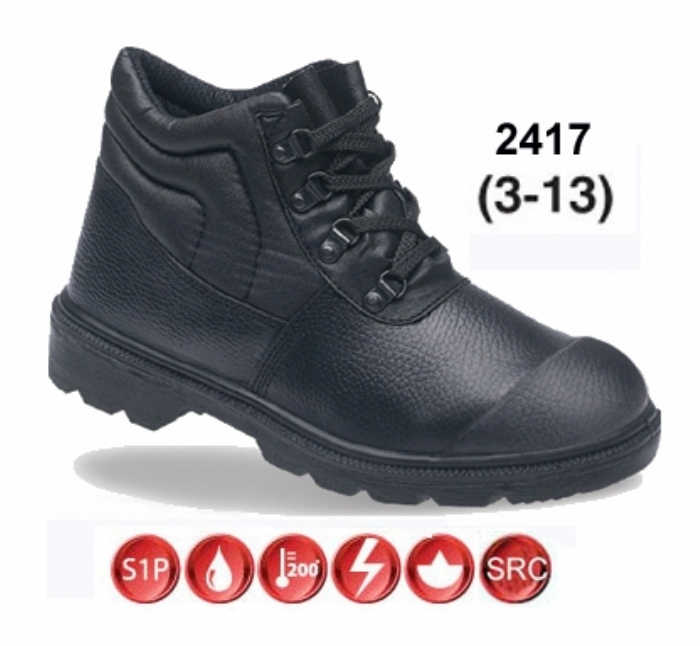 TOESAVERS Black Dual Density PU boot with Scuff Cap & Steel Midsole