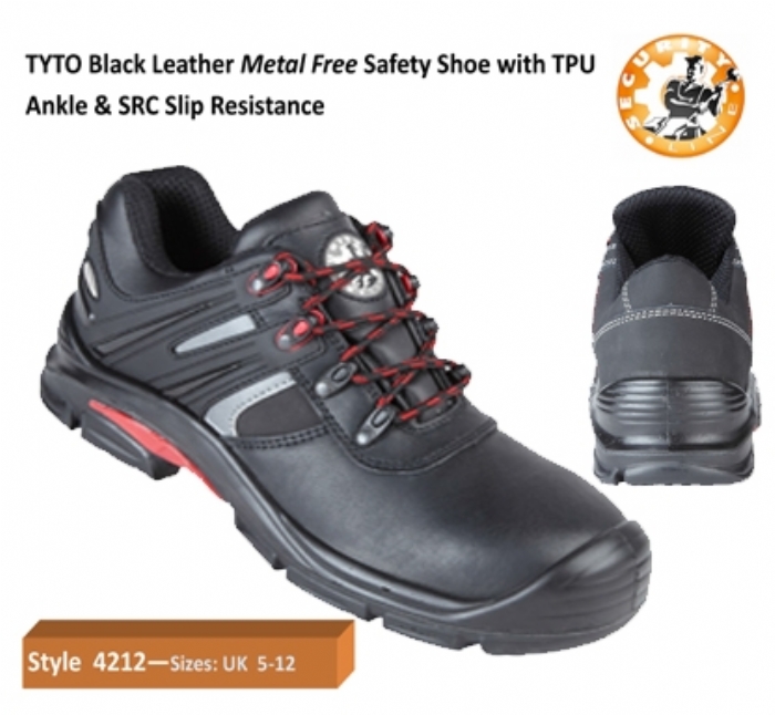 SECURITYLINE TYTO Black Metal Free Safety Shoe with TPU Ankle